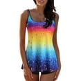 thumbnail image 2 of Dyfzdhu Tankini Swimsuits for Women Plus Size Bikini Swimwear Digital Print Set Swimsuit Adjustable Strap Split Bathing Suit Yellow, 2 of 9