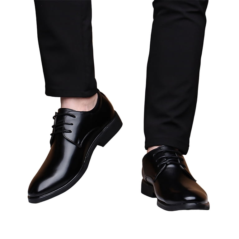Black Men\'s Black Leather Classic Lace Up Oxford Low Heel Round Toe Dress Pump Amazon.com | Oxford Dress Shoes for Men Lace Up Round Toe  main image 3