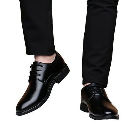 Dakaela Men s Dress Shoes Bussiness Formal Oxfords Wingtip Lace up Pointy Toe Leather Loafers Black 11