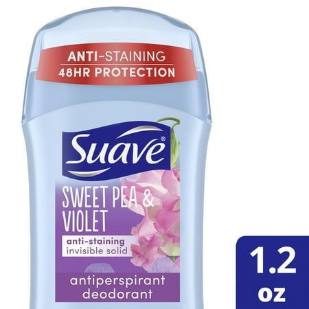 Suave Sweet Pea and Violet Anti-Staining Invisible Solid Antiperspirant Deodorant  1.2 oz 6/Pk.
