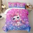 thumbnail image 2 of meiyoeat Cartoon Cute Kitten Twin Quilt Set For Girls,Pink Bowknot Cat Twin Coverlet Set For Kids,2 Pieces, 2 of 7