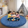 thumbnail image 3 of SARAG 5x5ft Round Shaggy Area Rugs for Bedroom Living Room, Fluffy Rug Plush Decorative Rug for Indoor Home Floor Carpet,Haze Blue, 3 of 8
