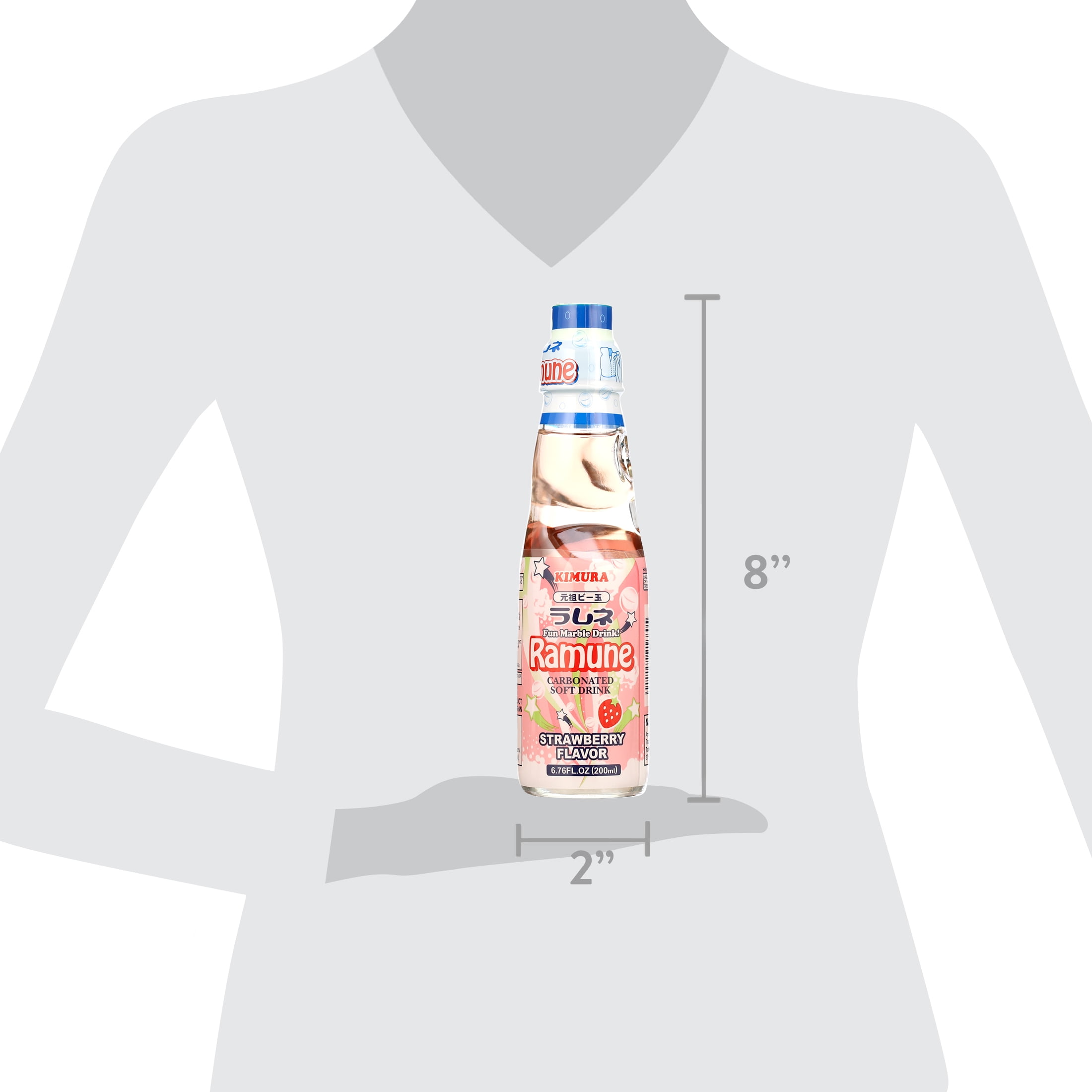 (9 pack) Kimura Ramune Strawberry Soda, 6.76 Fl Oz