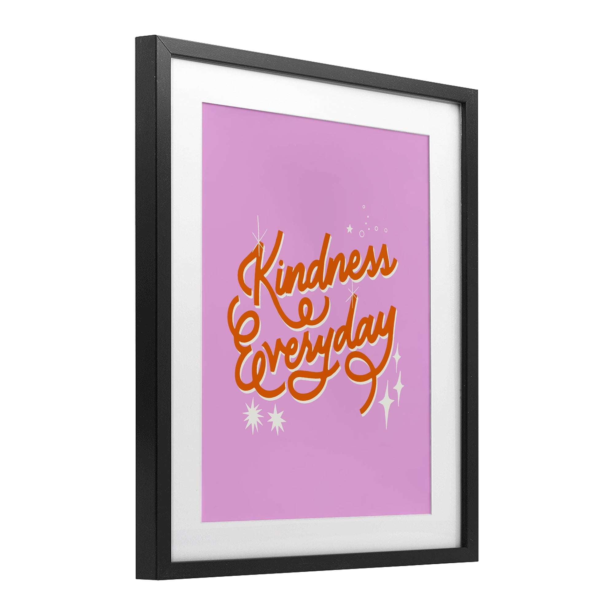 Stupell Industries Cursive Kindness Everyday Black Framed Print Under Glass, design by Indira Prieto | IndySign