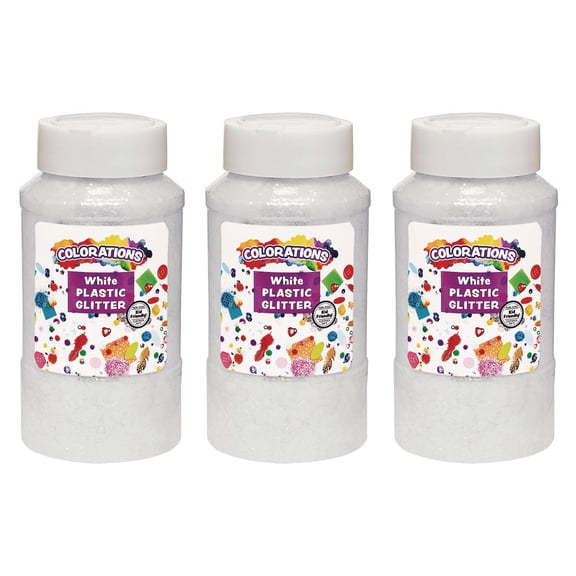 Colorations Extra-Safe Plastic Glitter, White - 3 lbs.