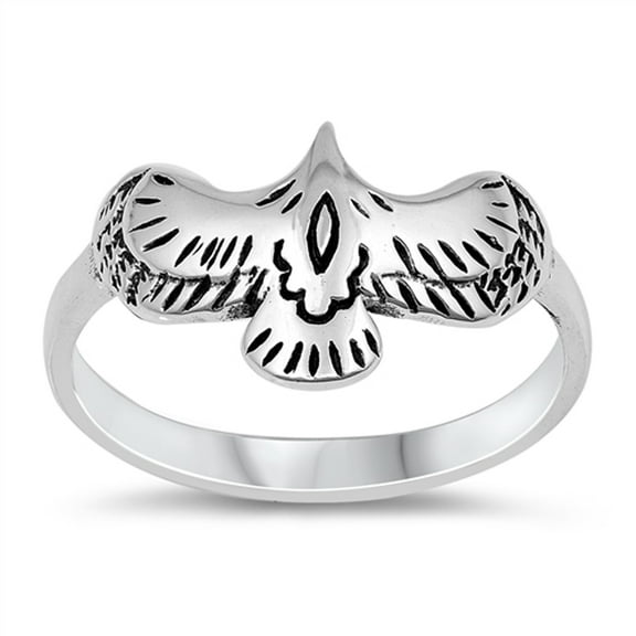 Oxidized Sparrow Eagle Bird Nature Ring .925 Sterling Silver Band Jewelry Female Male Unisex Size 5