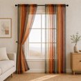 thumbnail image 2 of OVZME Bright Orange Ombre Print Crushed Sheer Curtains 63 Inch Length 2 Panels, Rod Pocket Light Filtering Window Drapes for Kitchen Bedroom Living Room, Each 42x63 Inch, 2 of 5