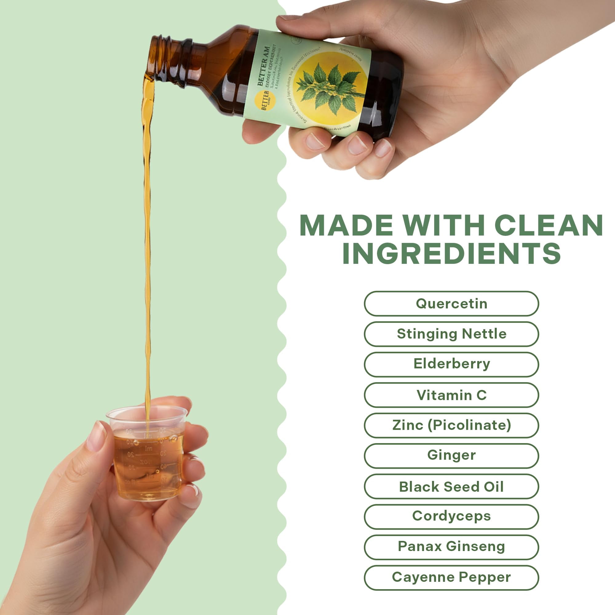 Betterbrand BetterAM Daytime Wellness Syrup – Natural Non-Drowsy Support for Immune, Sinus, Energy & Respiratory Health with Elderberry, Quercetin, Cordyceps & Ginseng