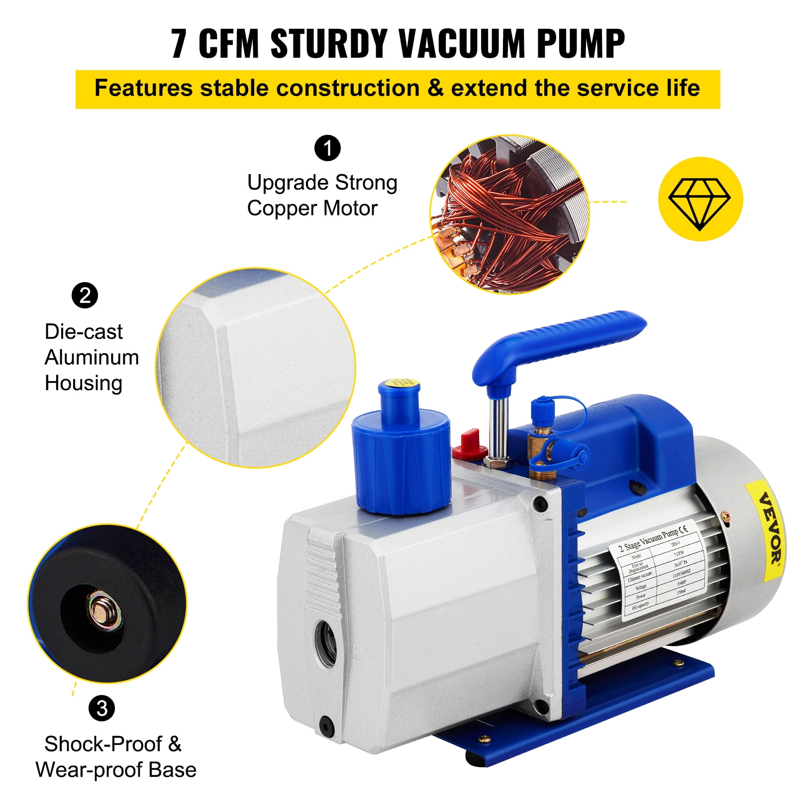 Buy VEVOR Vacuum Chamber with Pump, 5 Gallon Chamber, 7CFM 3/4 HP Dual