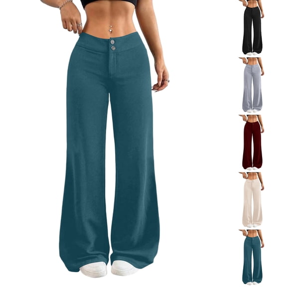 Women's Low Rise Wide Leg Trousers Solid Color Baggy Dress Pants Dressy Low Waisted Business Casual Work Loose Plain Going Out Pants Trendy Womens Pants 2026 Beige L