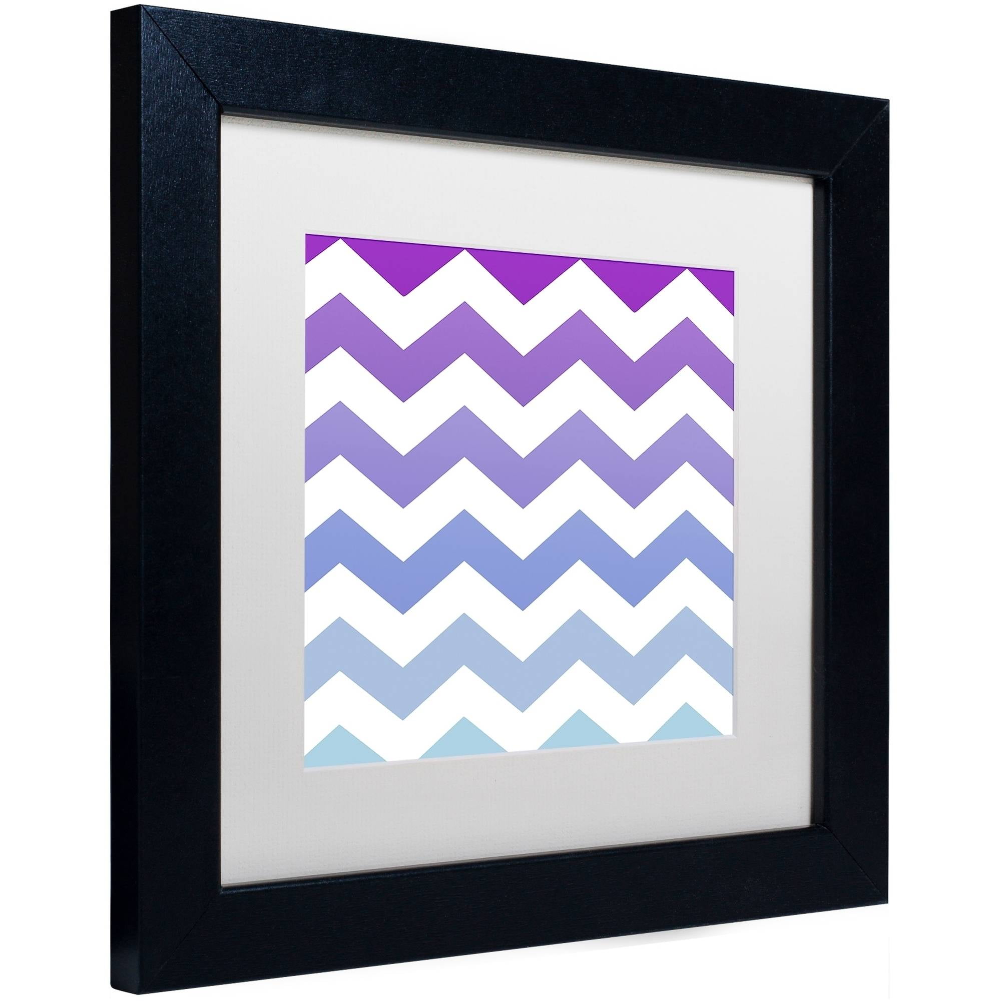 Trademark Fine Art "Purple-Blue Chevron" Canvas Art by Color Bakery White Matte, Black Frame