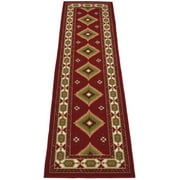Southwestern Runner and Area Rug Printed Slip Skid Resistant Rubber Back 3 Color Options (Red, 23" x 7')