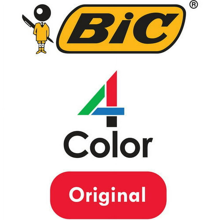 BIC 4-Color Retractable Pen - Medium Pen Point - Refillable - Retractable -  Multi, Black, Red, Green - Blue, White Barrel - 1 Each