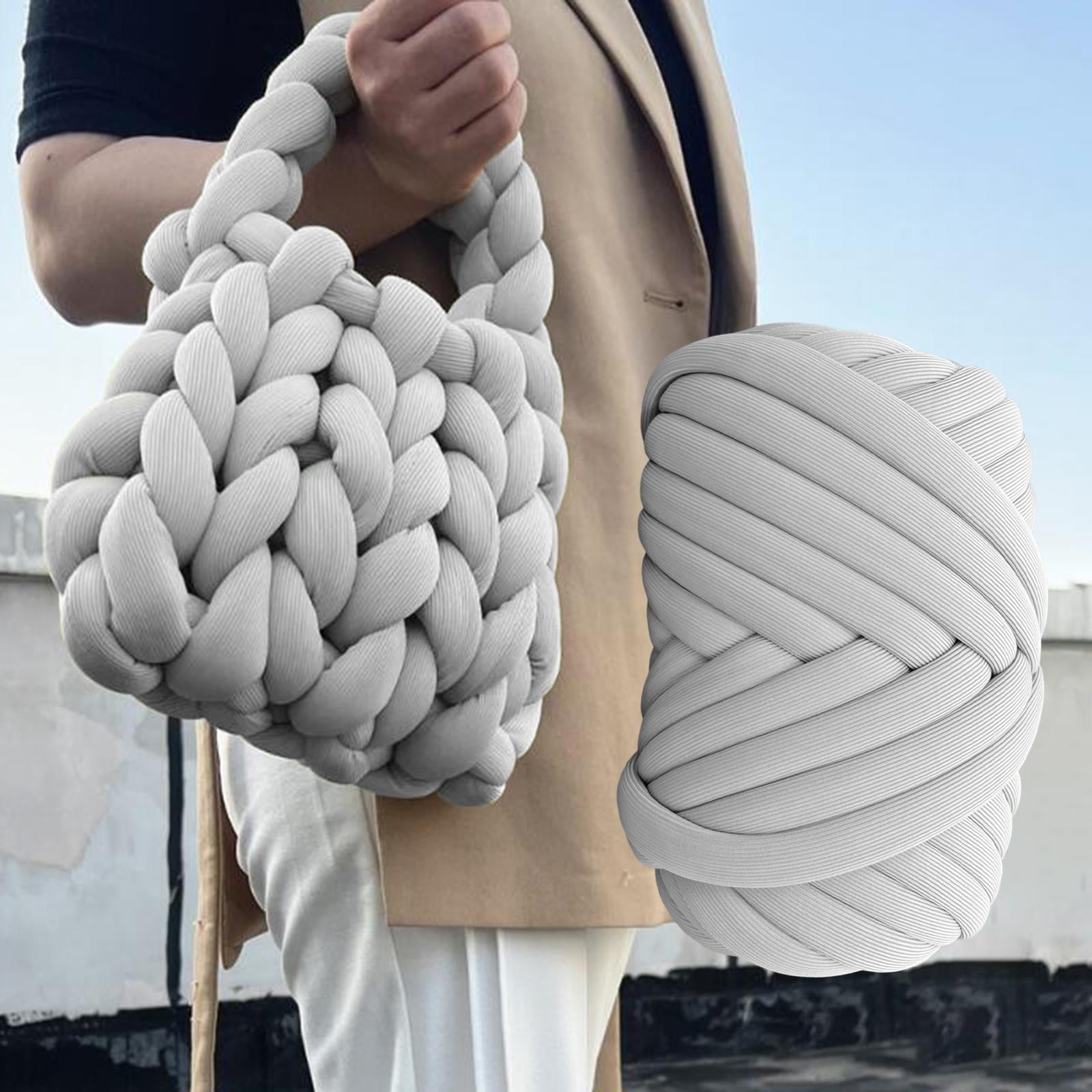 Yunhgft 250G Chunky Arm Length 787inch Hooks Soft DIY Washable Giant Jumbo Tubular Bulky Light Gray