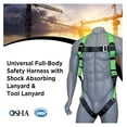 thumbnail image 2 of Universal Full-Body Fall Protection Safety Harness with Dorsal D-Ring and Mating Buckle Legs | High-Visibility Green | Shock Absorbing Lanyard & Tool Lanyard (OSHA/ANSI), 2 of 9