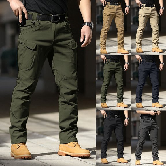 Letdown Men's Tactical Cargo Pants Stretch Softshell, Slim Fit Lightweight Outdoor Work Pants with Velcro_Pockets (Army Green,L)