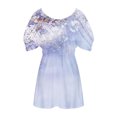 thumbnail image 5 of Cold Shoulder Tops For Women Pleated Front Floral Print Short Sleeve Blouses Summer Casual Shirts Plus Size Tunics, 5 of 5