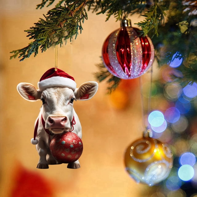Fiudx Colgante de Cerdo Navideño, Diseño Plano de Acrílico, Adorno Festivo para Árbol, Decoración Llamativa, Opciones de Exhibición Versátiles, Decoración Navideña para El Hogar, Cuerda Dorada, Tamañ
