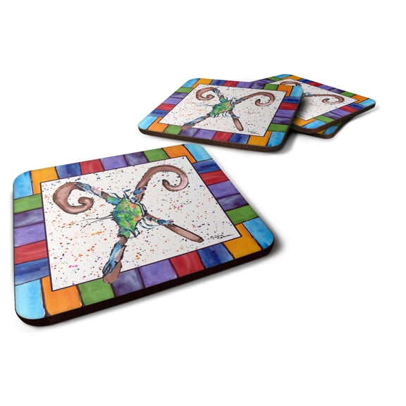 Carolines Treasures 8447-XFC Beach and Seafood Foam Coaster Set of 4 3 1/2 x 3 1/2 multicolor