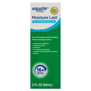 Equate Moisture Last Multi-Purpose Solution for Soft Contact Lenses, 2 fl oz, Compare to Opti-Free Pure Moist