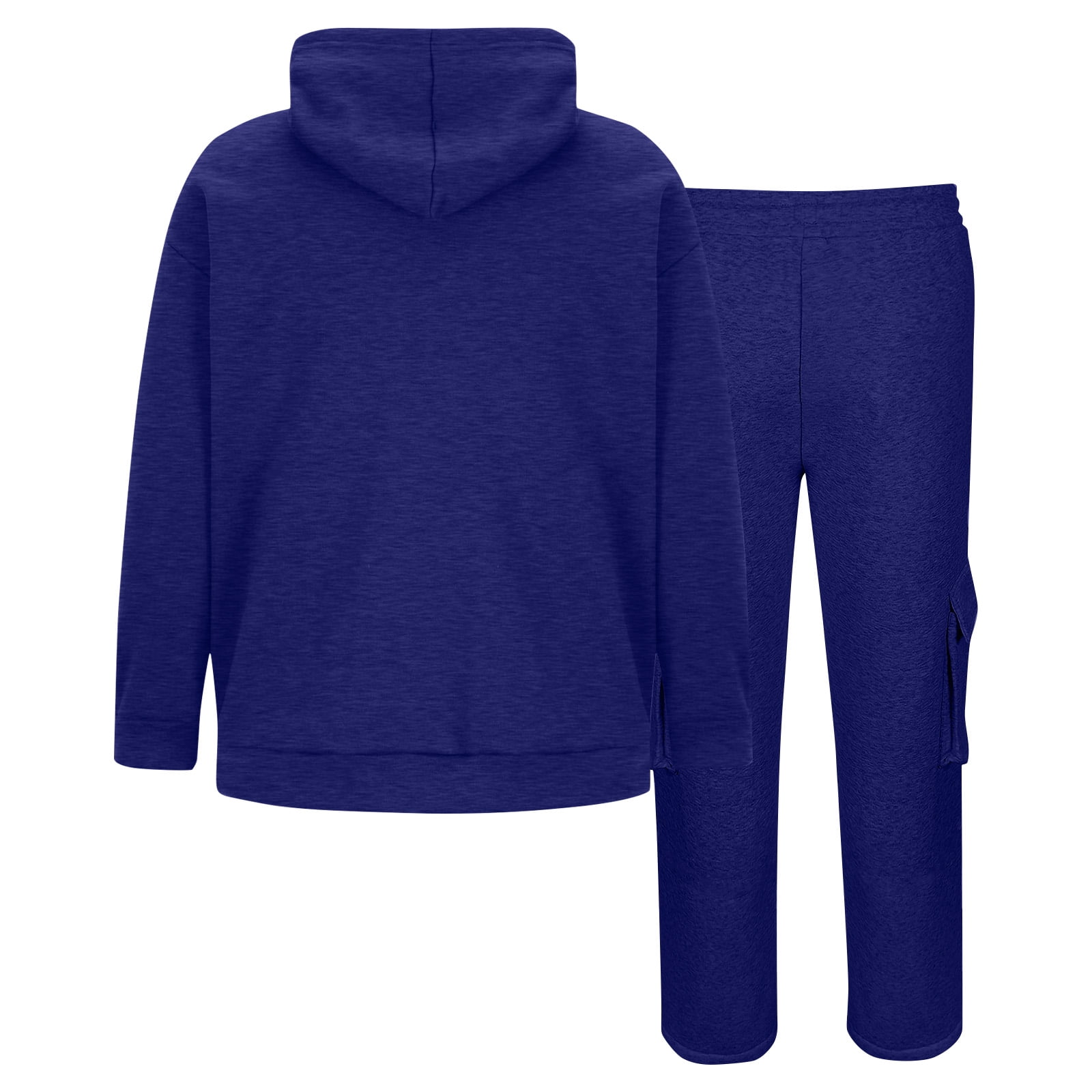 Dwelliawo Men's Tracksuit 2 Piece Hoodie and Sweatpants Solid Color Zipper Fleece Pullover Hoodies Jogging Athletic Pant Set Sweat Winter Suit with Pockets Blue 2XL
