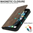 thumbnail image 5 of Nalacover for iPhone 12 Pro Max Wireless Charging Case,Luxury Full Body Protection Solid Color PU Leather Magnetic Closure Flip RFID Blocking Card Slots Stand Cover.For iPhone 12 Pro Max,Brown, 5 of 6