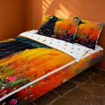 thumbnail image 2 of Erosebridal Spooky Witch Silhouette Zipper Twin Comforter Sets with Fitted Sheet and 2 Pillowcases, Boho Wildflower Field Zipper Bedding Set for Boys Girls, Orange Green Black, Polka Dots Reversible, 2 of 7
