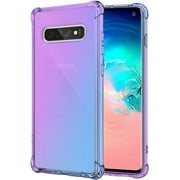Galaxy S10 Case Clear Cute Gradient Shockproof Bumper Protective Case for Samsung Galaxy S10 Soft TPU Slim Fit Flexible Cell Phone Back Covers for Women Girls Rubber Silicone Gel Soft Purple/Blue