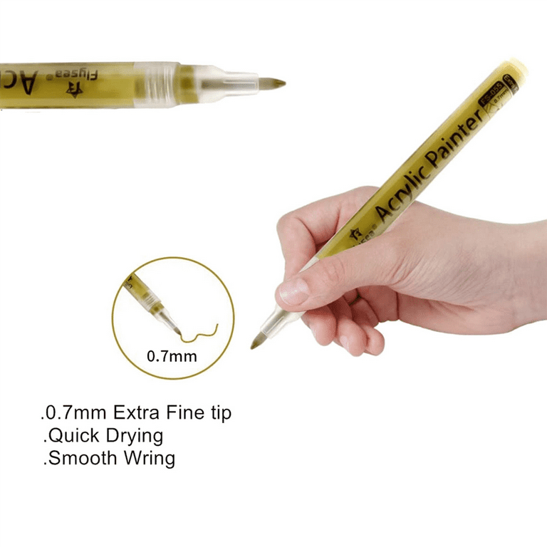 OIAGLH 2Set Acrylic Paint Pens - Gold,Silver And Rose Gold Paint Pens, Metallic  Marker Pens ,Water-Based Metallic Paint Pen Set 