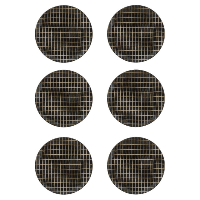 Juego 6 Platos Galerias El Triunfo De Porcelana Diseño Cuadros Negro