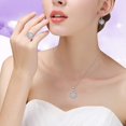 thumbnail image 6 of Uloveido Women's Silver Color Simulated Diamond Necklace Hoop Earrings and Promise Ring Cubic Zirconia Weddding Jewelry Set T490 (White, Size 6), 6 of 7