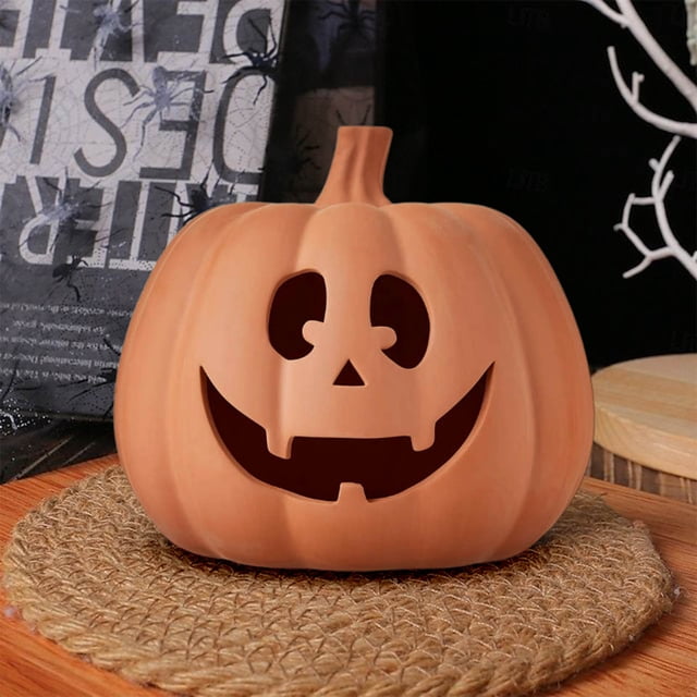 Decoración de Halloween 2025, Linterna de Calabaza Hecha a Mano, Decoración de Halloween con Detalles, Decoración de Halloween, Calabaza de Resina para Acción de Gracias, Decoración de Otoño
