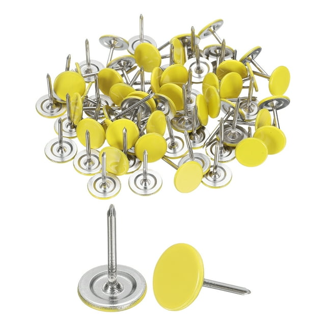 Lot de 120 Goupilles de Poussée, 11mmx17mm Tête Plate Ronde Piques Décoratives, Jaune Clair