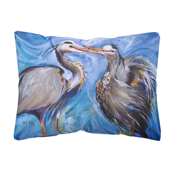 Blue Heron Love Canvas Fabric Decorative Pillow
