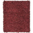 thumbnail image 7 of SAFAVIEH Leather Shag Dimitri Solid Area Rug, Red, 5' x 5' Square, 7 of 7
