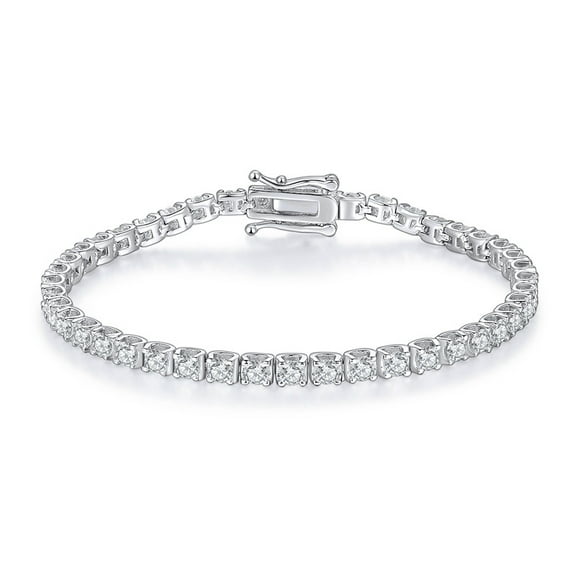 Classic bull head moissanite tennis bracelet S925 silver plated 18K white gold, unisex, party gifts, wedding engagement, school gifts