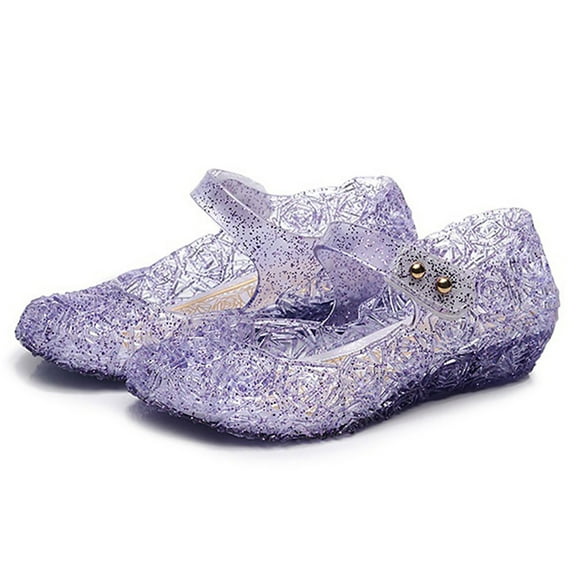 Princess Costumes Jelly Flat Shoes for Girls Toddler Kids Cosplay Birthday Party Dress up Glitter Sandals