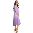 thumbnail image 3 of Women's Relaxed Fit 3/4 Sleeve Round Neck Jersey Knit A-Line Solid Maxi Dress, 3 of 4