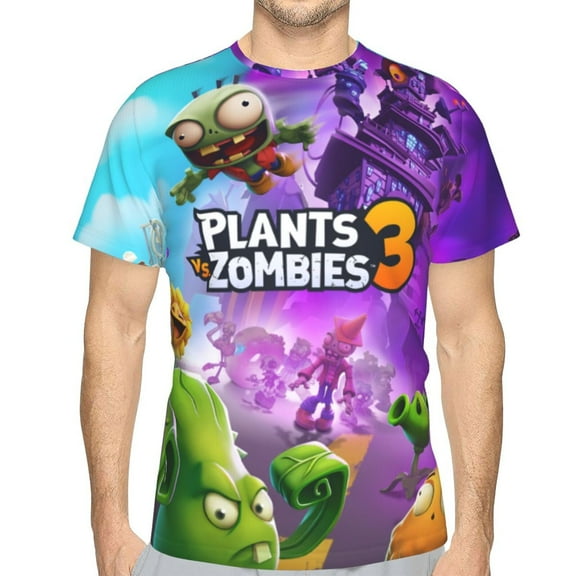 Unisex Adult Plants vs Zombi-e T-Shirts, 3D Graphic Novelty Shirts Crewneck Short Sleeve Tees for Men Women