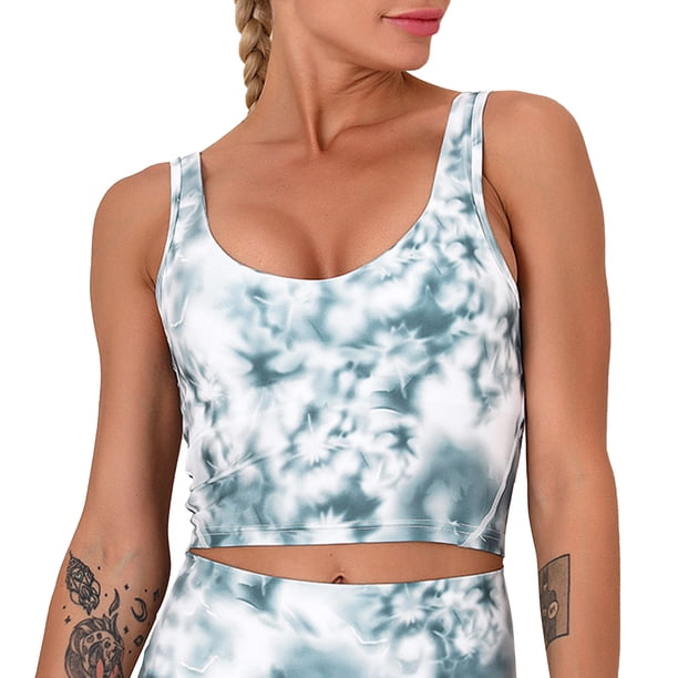 Sujetador deportivo para mujer Tie Dye Print Extraíble Acolchado Elástico Longline