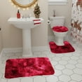 thumbnail image 4 of Bathroom Rug Set Winter Thicken Soft Plush Bath Mats Square & U Shape Bath Mat with Toilet Lid Cover, Machine Washable (Red), 4 of 6