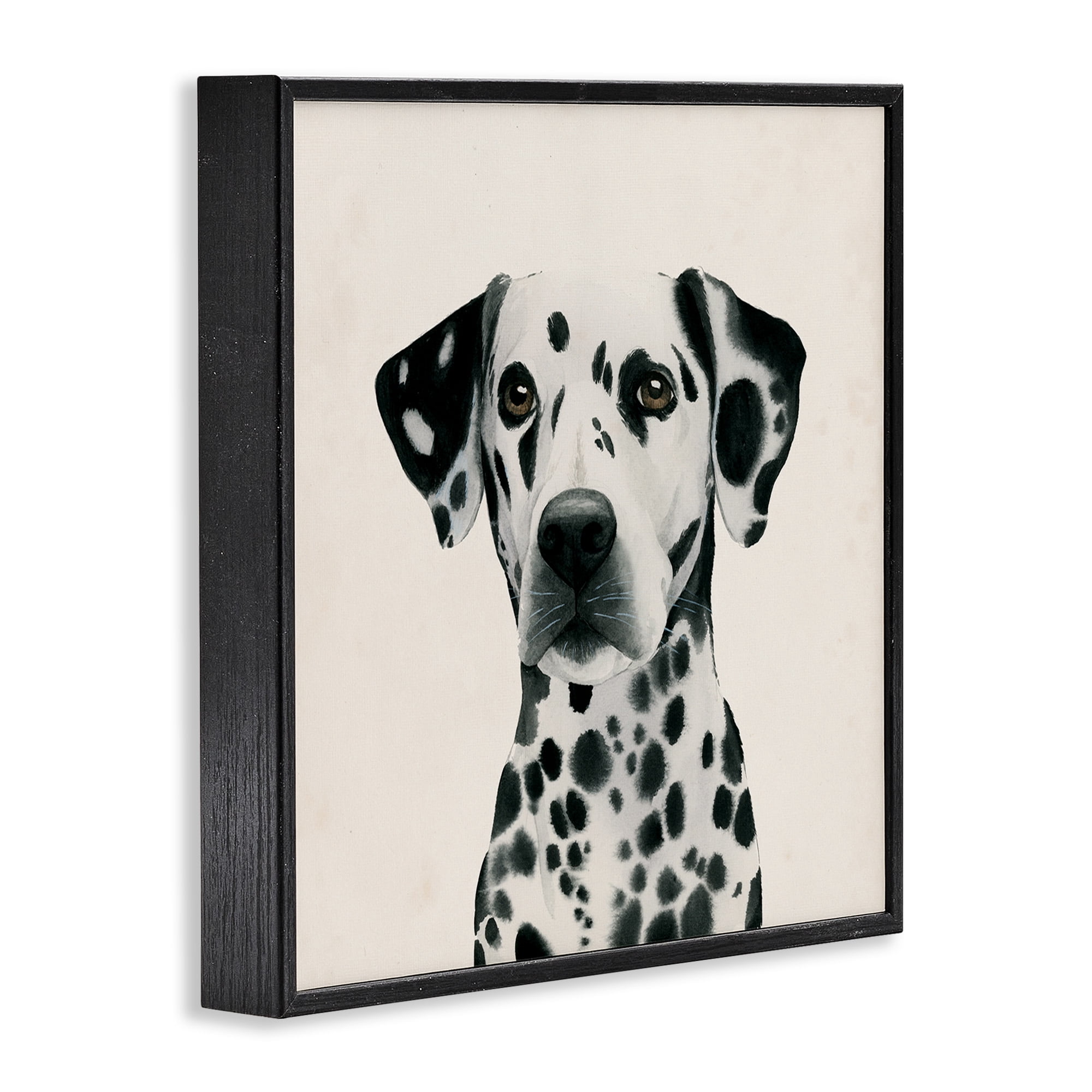 Stupell Industries Traditional Dalmatian Portrait Animals & Insects Painting Black Framed Art Print Wall Art, 17 x 17