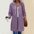 thumbnail image 2 of MaFYtyTPR Women's Mid-Length Hooded Zip Up Cardigan Drawstring Long Sleeve Casual Knit Winter Outerwear Coat with Pockets 01-Purple XXL, 2 of 6