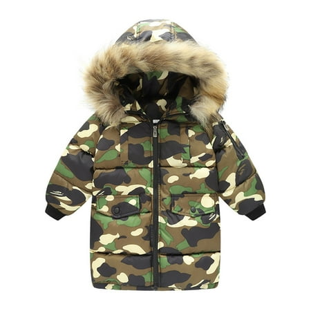 

FZM Christmas Toddler Girls Boys Winter Long Sleeve Fashion Thick Warm Hooded Down Soft Coat Down Paraks