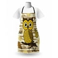 thumbnail image 3 of Owl Print Apron, Calligraphic Animal and Autumn Leaves, Unisex Kitchen Bib with Adjustable Neck for Cooking Gardening, Adult Size, Taupe Orange Ivory, by Ambesonne, 3 of 4