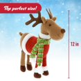 thumbnail image 3 of Muñeco de peluche de reno de 12 pulgadas para mascotas navideñas, lindo juguete de Rudolph con abrigo y bufanda, decoraciones de animales, grandes regalos para niños, intercambio de fiestas navideñas, 3 of 5