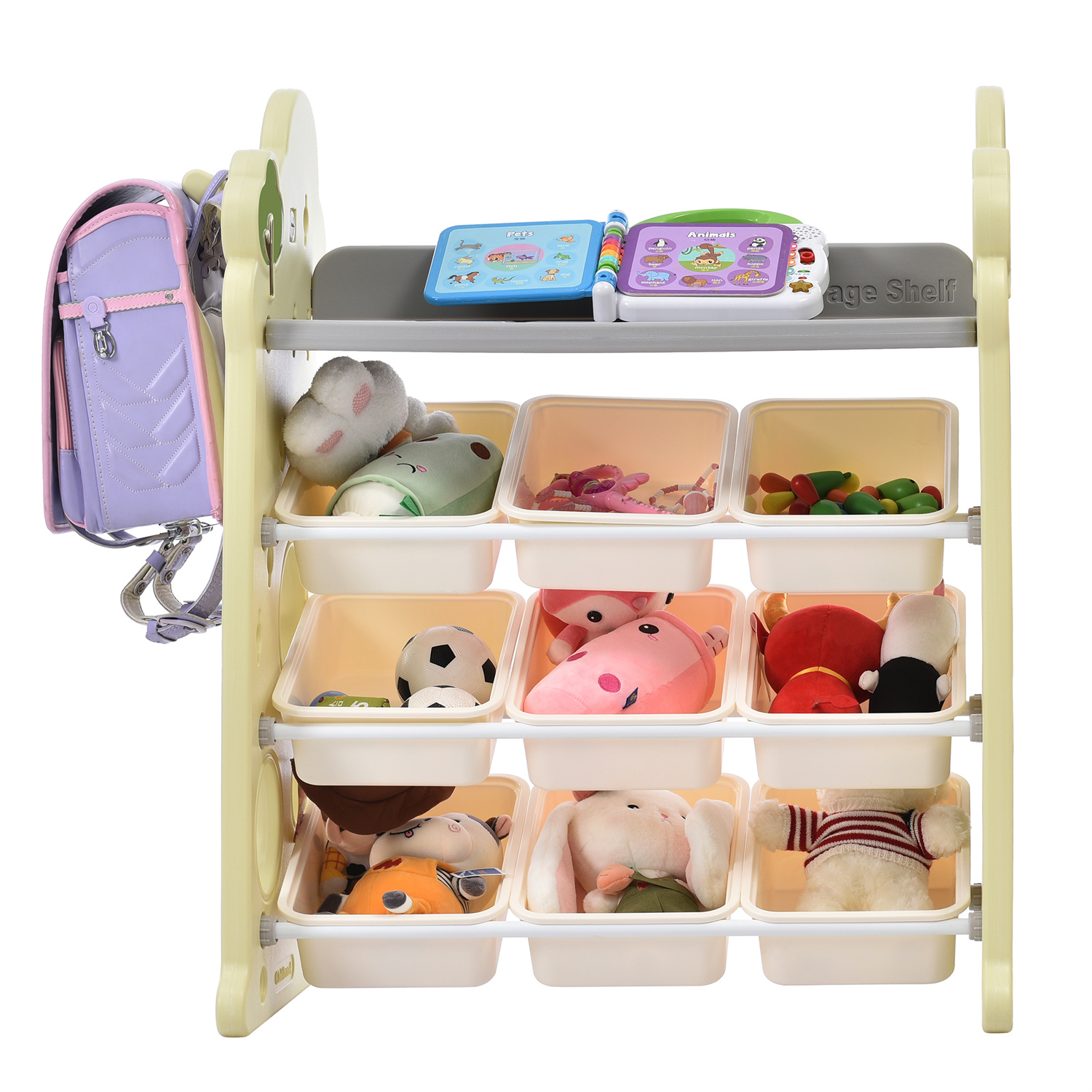 Toy Storage Organizer with 14 Bins, 30" Kids Toy Storage Cubby with HDPE Shelf Multifunctional