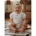thumbnail image 5 of BemeyourBBs Newborn Baby Girls Summer Clothes Bubble Romper Outfit Puff Short Sleeve Peter Pan Doll Collar Bodysuit Jumpsuit Playsuit, 5 of 9