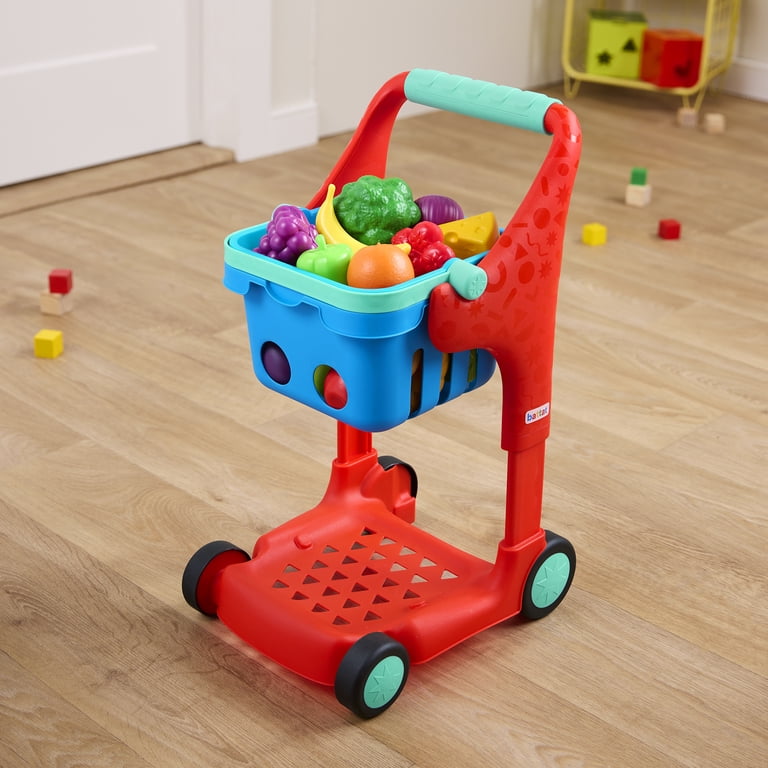 Battat Shop n' Stroll Shopping Cart with 15 Play Food Pieces photo 2