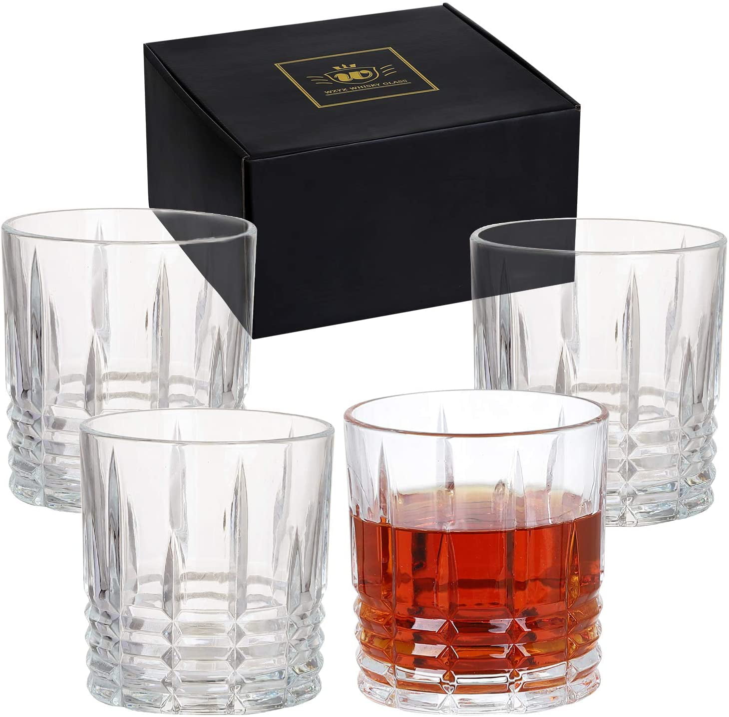 Whiskey Glasses Premium 11 OZ Scotch Glasses Set of 4 /Old Fashioned Whiskey Gla 